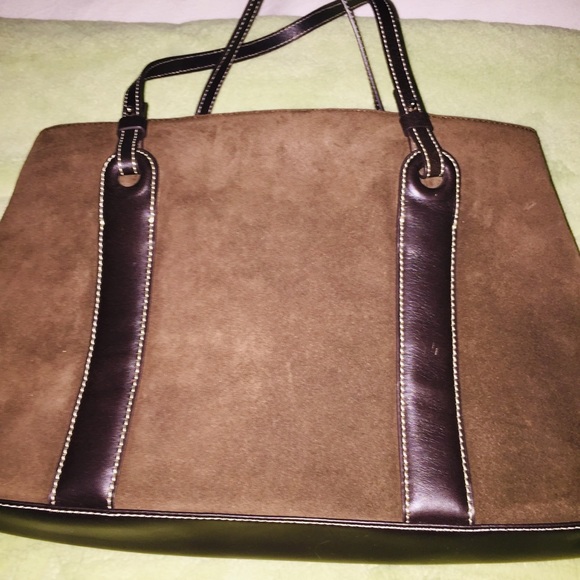 🤎 Ann Taylor Chocolate suede shoulder tote - Picture 4 of 11